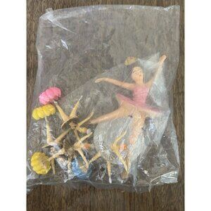 Vintage Plastic Ballerina Cake Toppers Lot 5 Pink Blue Ballet Figures Decor New